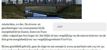 PrizeWize in NRC Handelsblad: Consument fors meer kwijt aan energie
