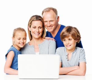 Family Around a Laptop - Isolated
