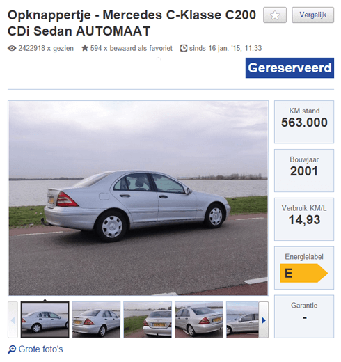 marktplaats advertentie auto