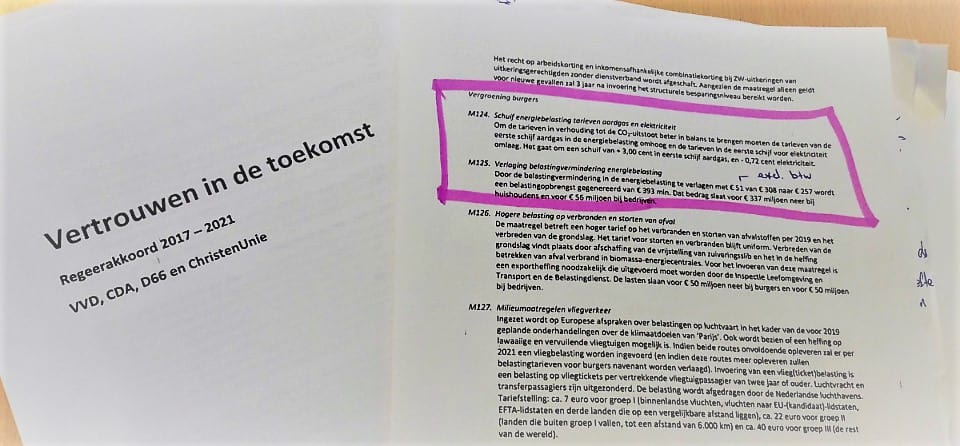 Regeerakkoord Energierekening in 2018 niet 70 maar 150 euro hoger