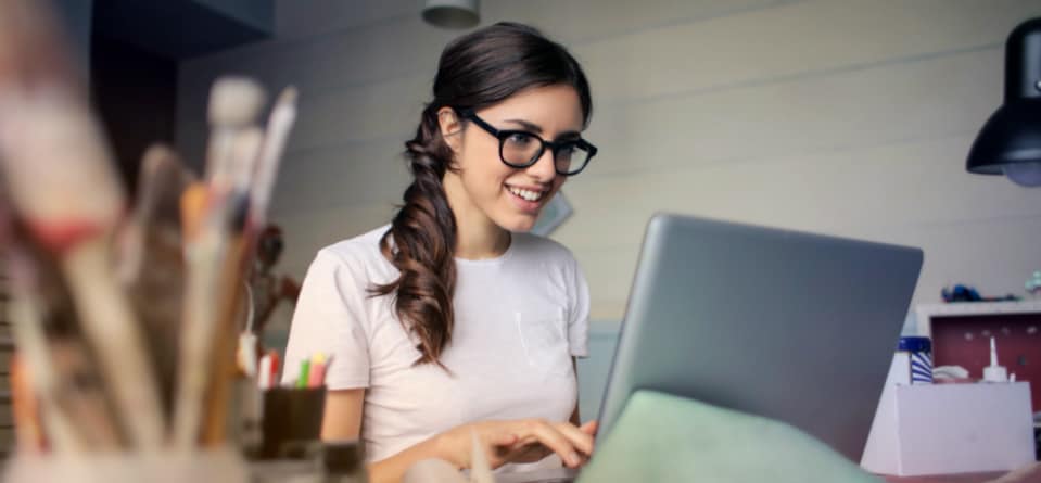 Girl working on computer