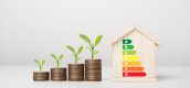 Energielabel huisje met geld munten