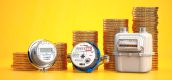 energie meter en geld op de achtergrond